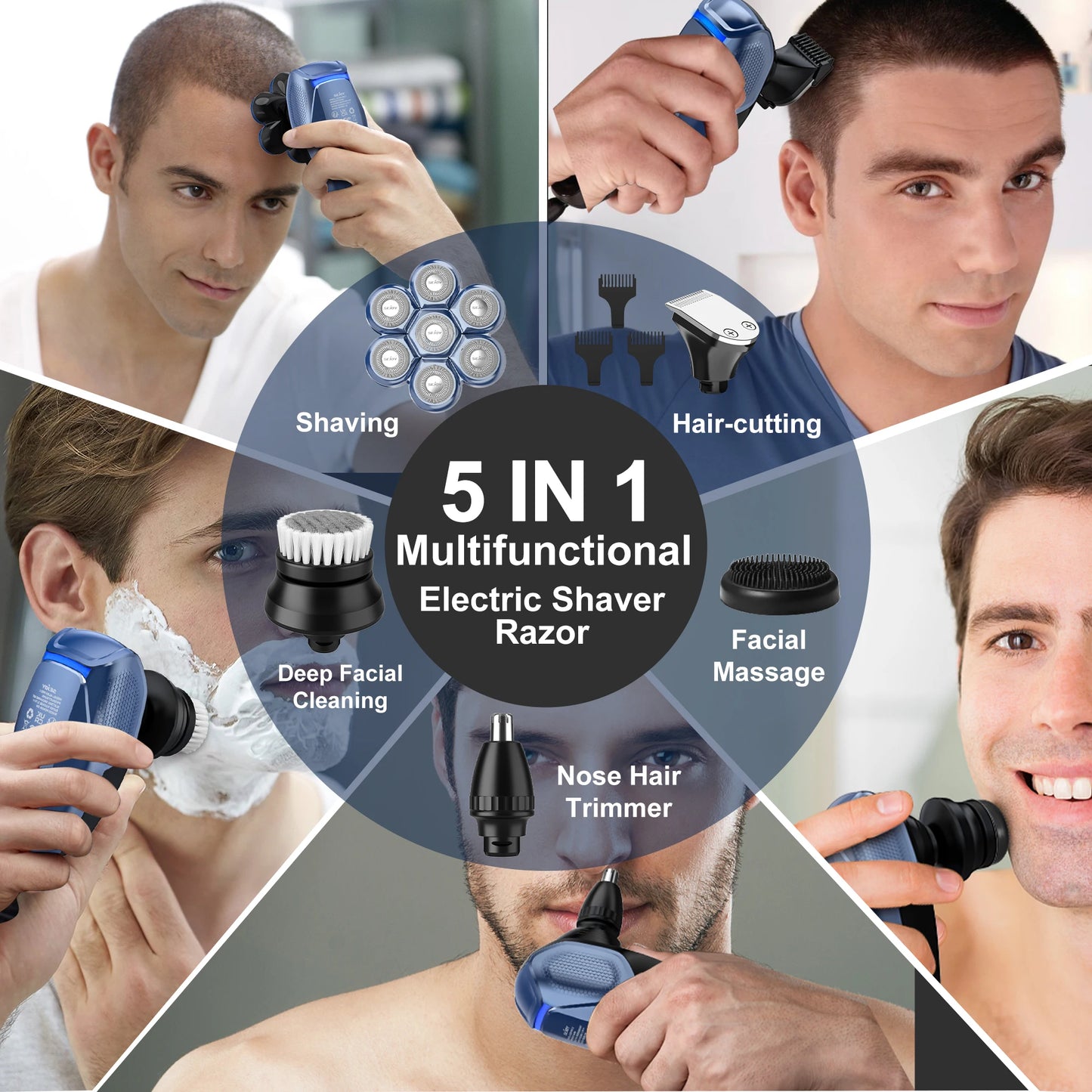 Sejoy 6-in-1 7D Head Shaver Waterproof Nose Hair Trimmer