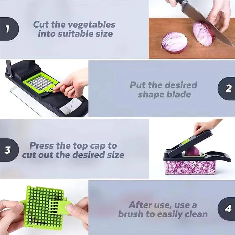 Safe Mandoline Slicer Plus Adjustable Vegetable Chopper With Detachable Blades