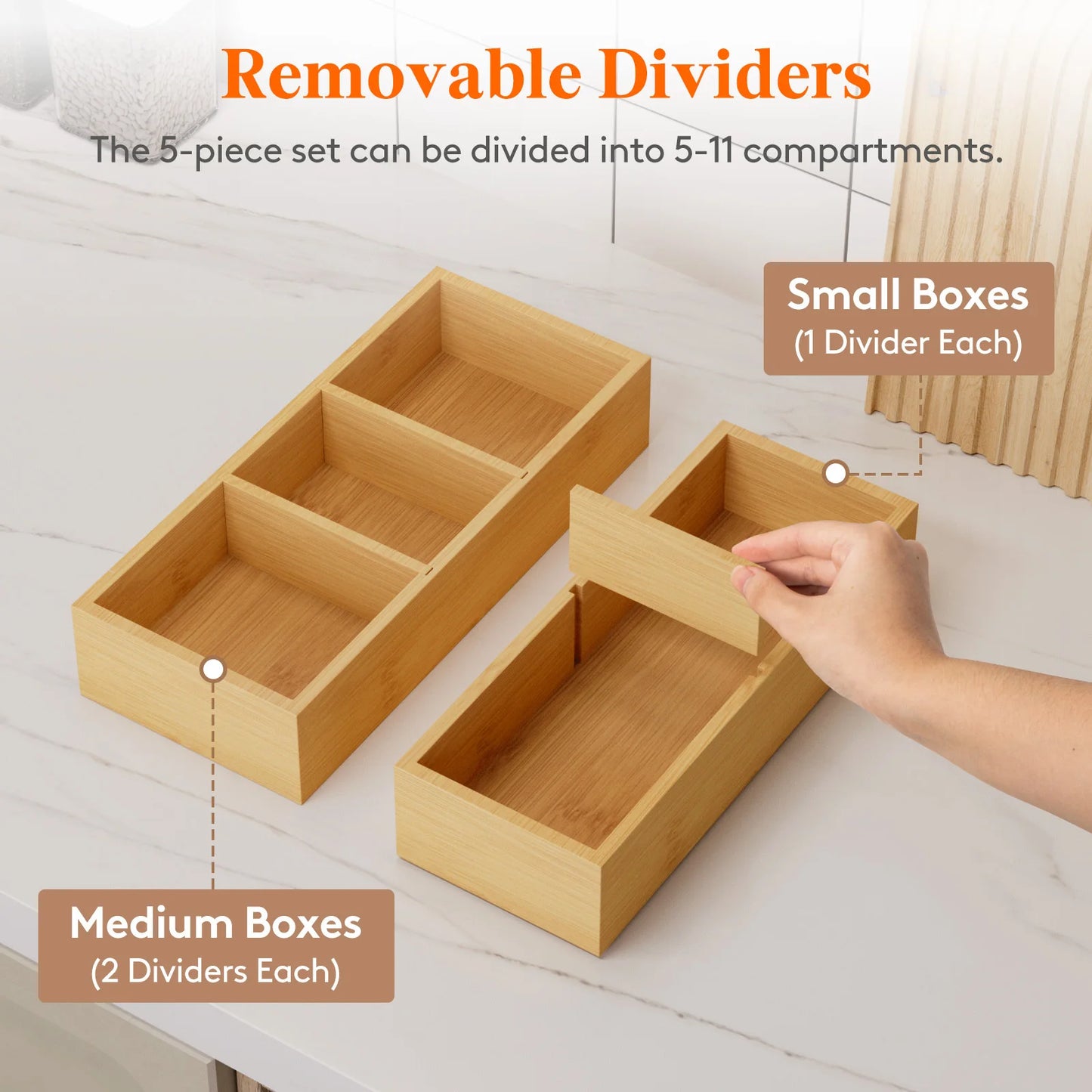 Bamboo Drawer Dividers And Organizers For Utensils Silverware Makeup