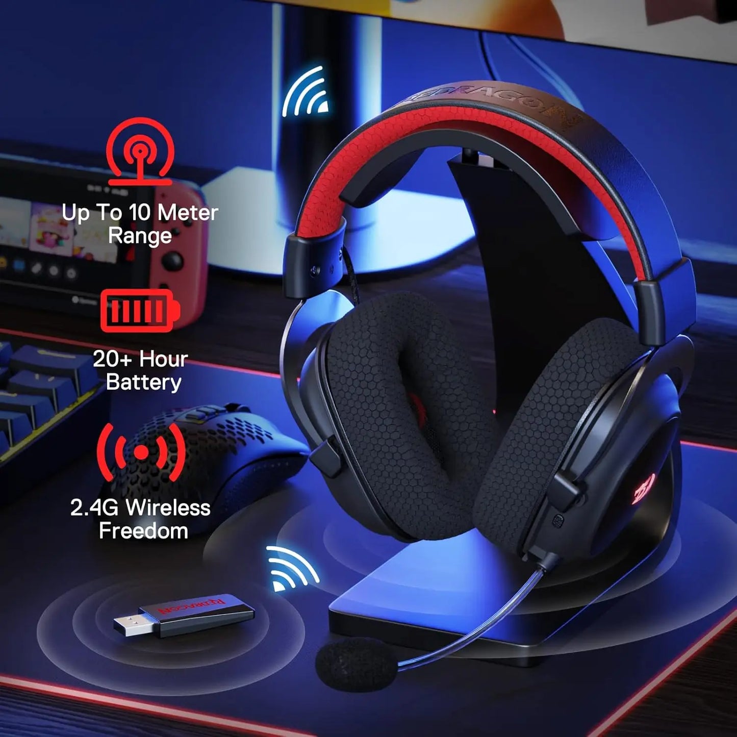 Redragon H510 Pro Zeus-X Wireless Gaming Headset With 7.1 Surround