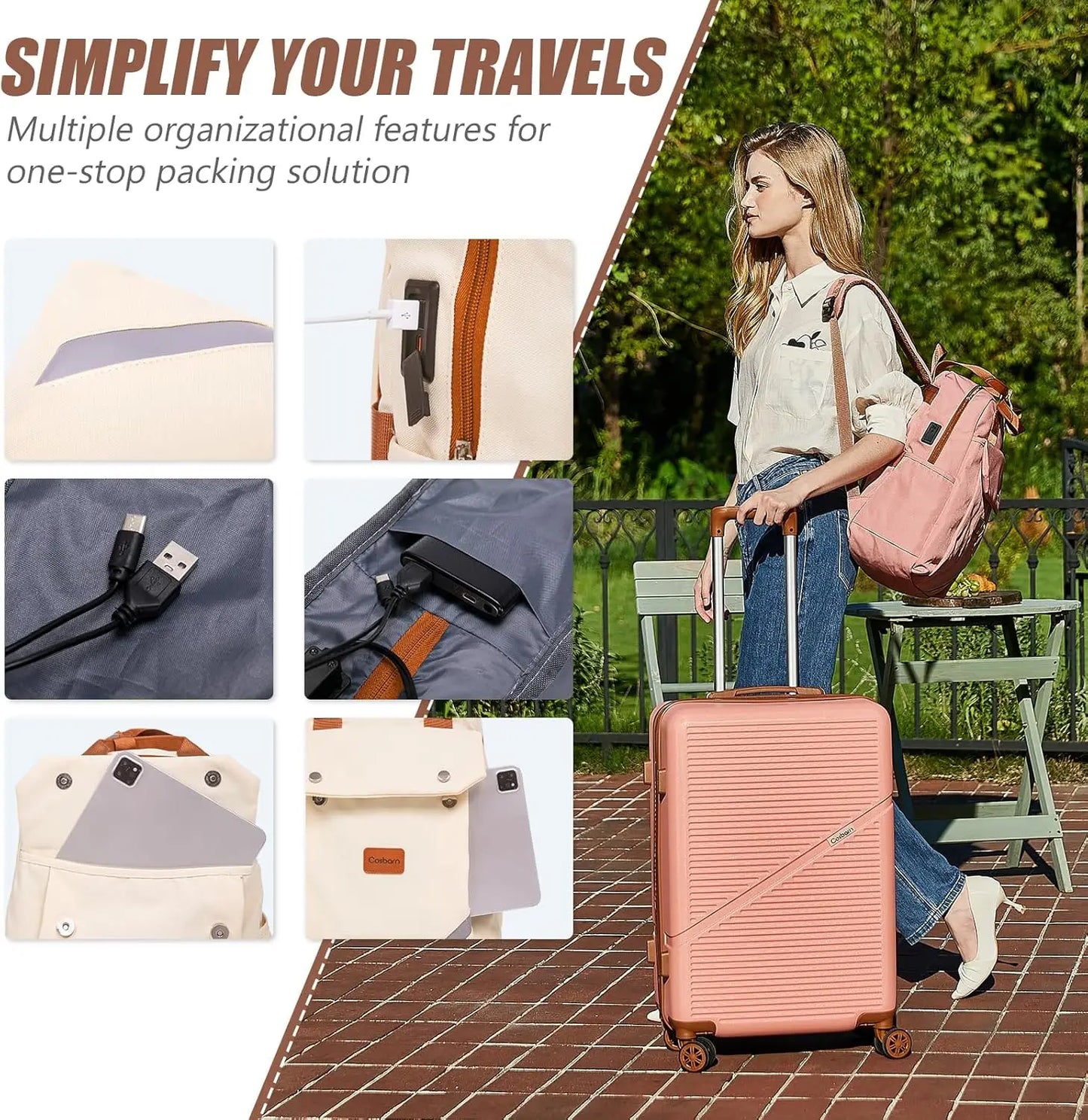 Airline Approved 3-Piece Carry-On Luggage Set With Wheels TSA Lock