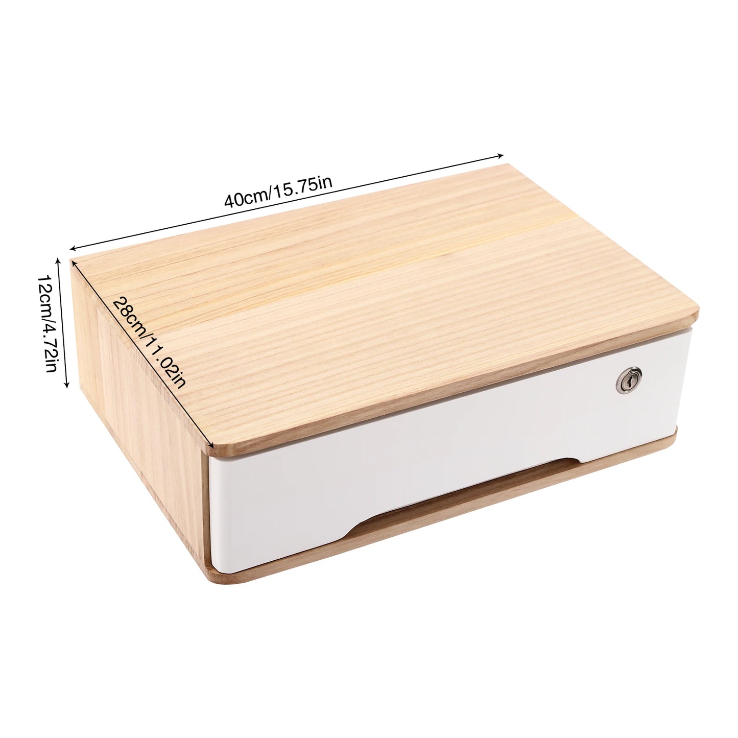 Wooden Desktop Storage Box Organizer With Lockable Drawers
