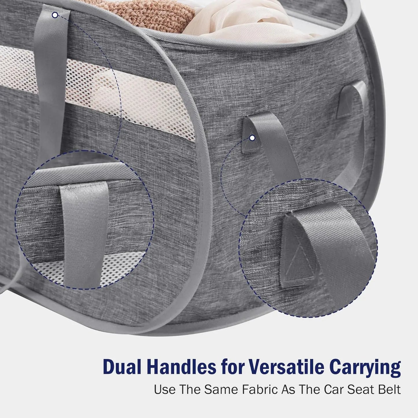 Collapsible Laundry Basket Foldable Pop Up Hamper With Handles Durable