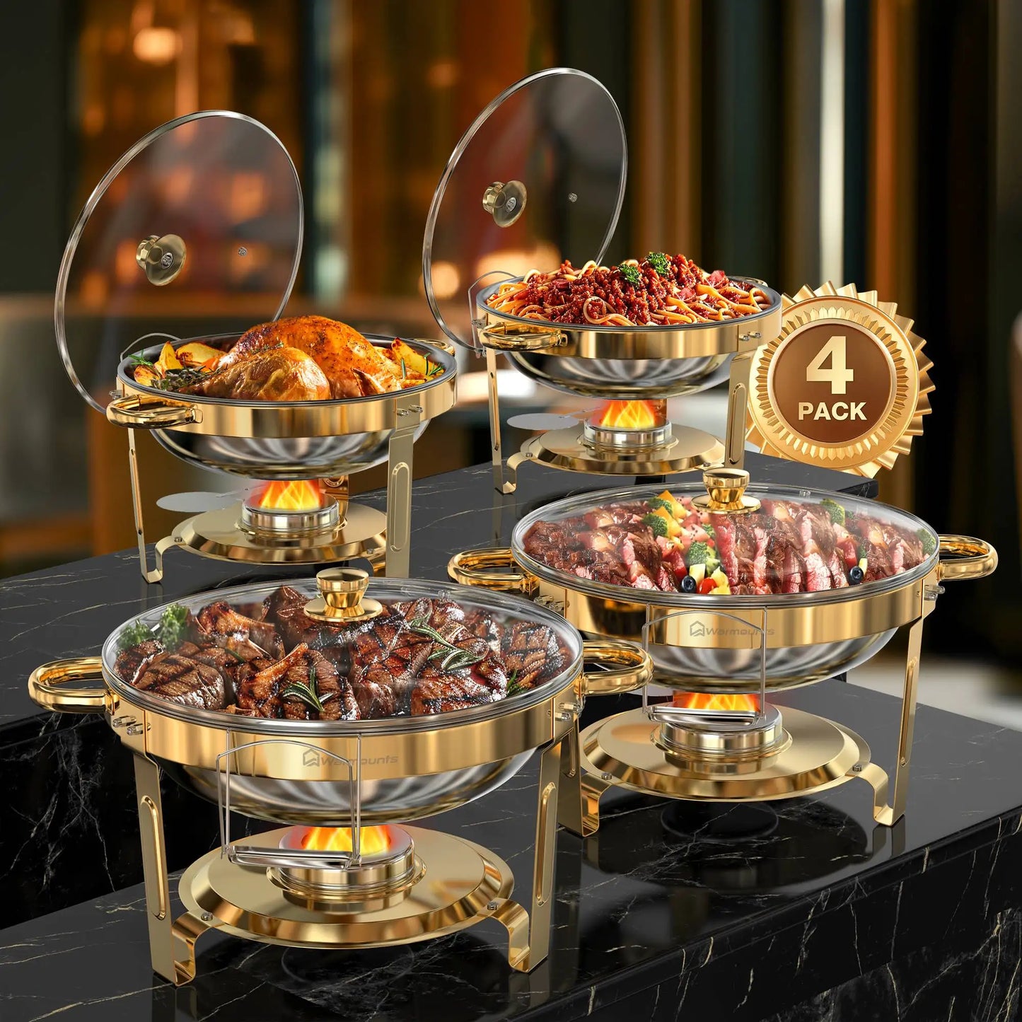 5Qt Round Stainless Steel Chafing Dish Set for Buffets and Parties