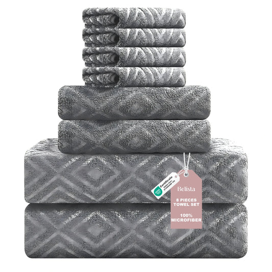 Belista 8-Piece Microfiber Towel Set Soft Absorbent Home Spa
