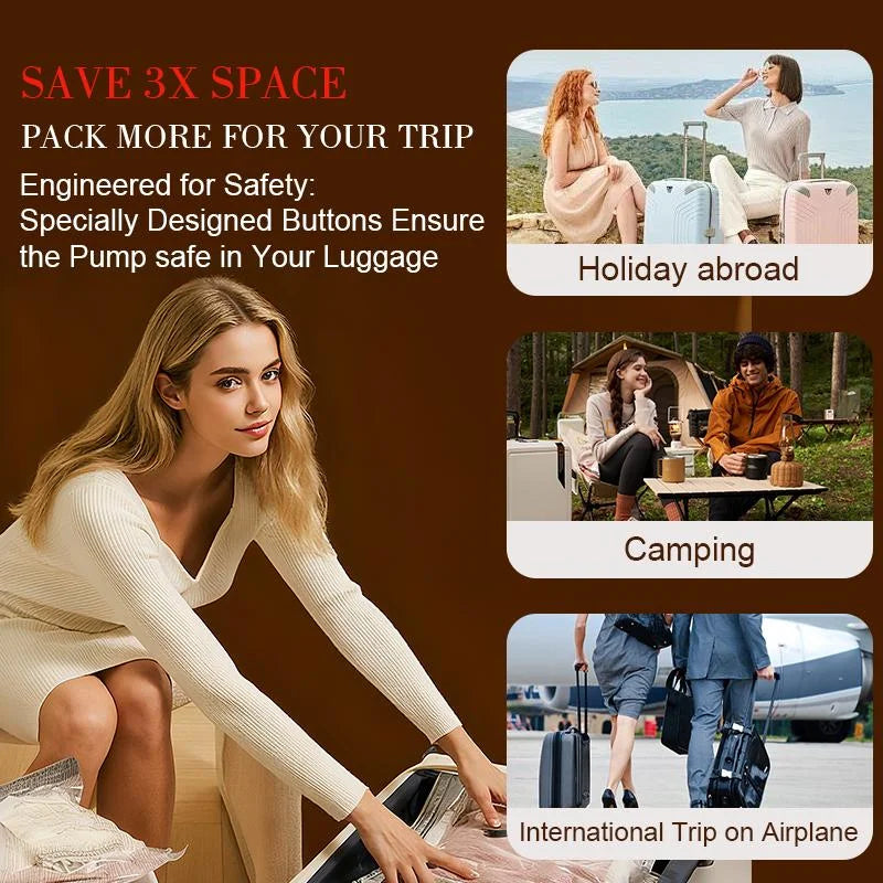 Vacuum Travel Bags With Rechargeable Pump For Carry On Luggage
