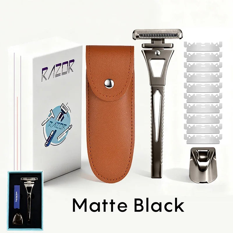 Shavcooo GP600 Glide 6.0 Pro Stainless Steel 4 Half Blades Safety Razor DIY Magnetic Rotate head Shaver for Men Shaving Kit Gift