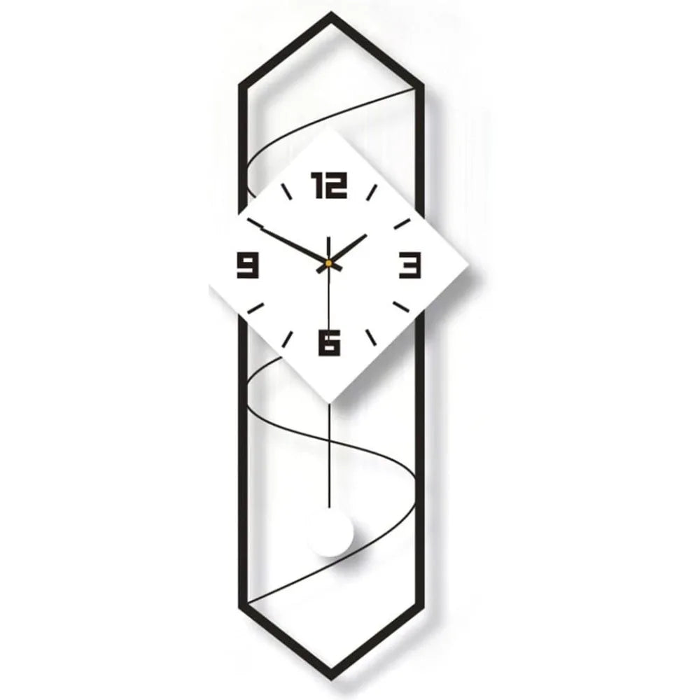 Silent Quartz Metal Wall Clock With Pendulum For Modern Decor