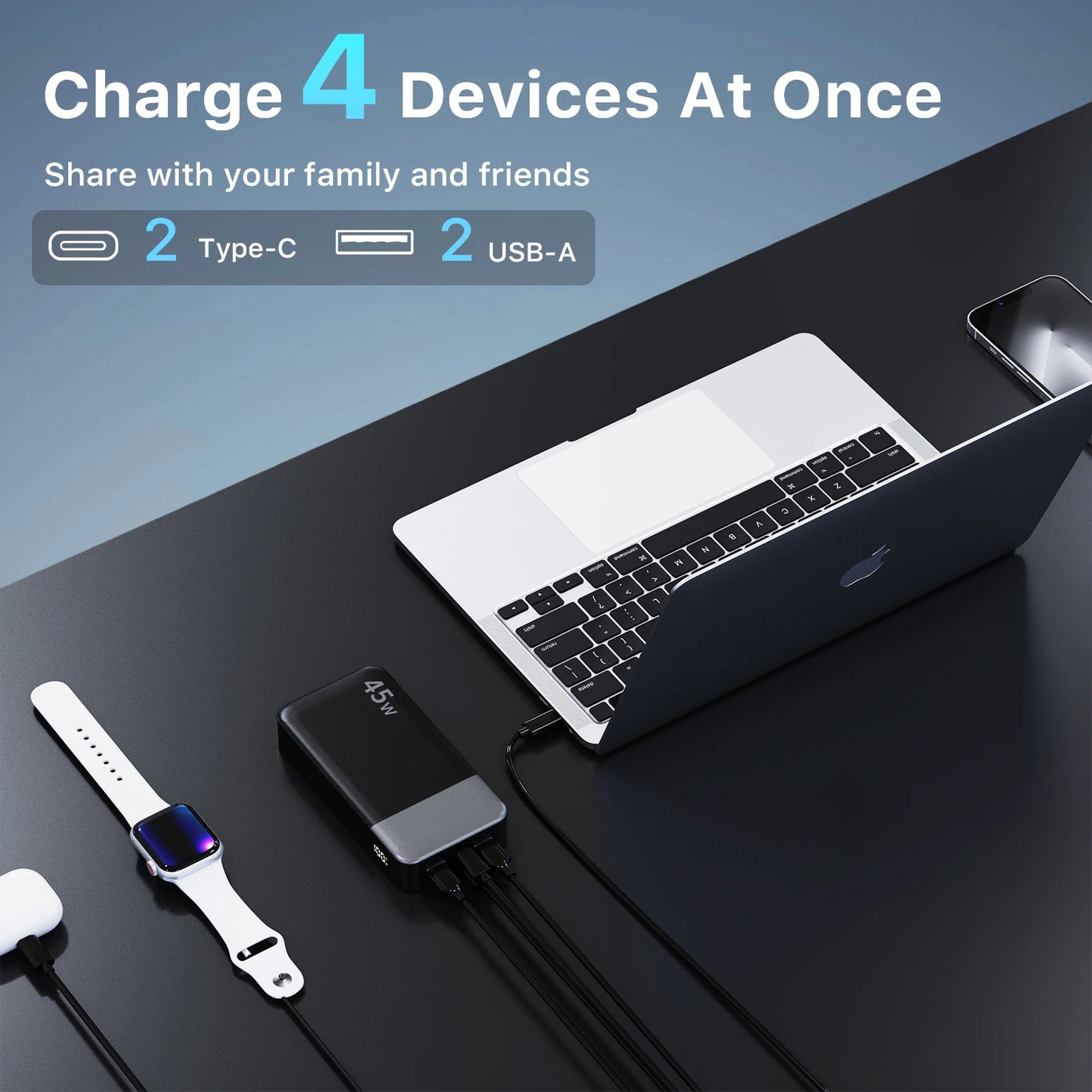 NOBIS 20000mah Power Bank 45W Fast Charging Portable Charger External Battery Pack with LED Display for iPhone Android Laptop