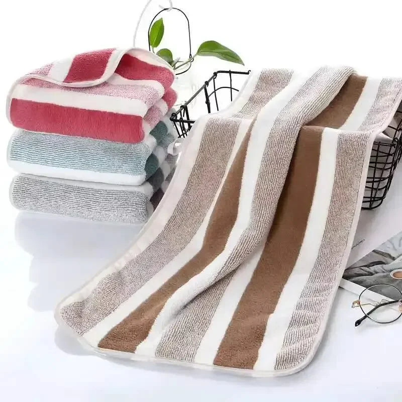 Striped Pattern Towel Set Quick Drying Absorbent Towels For Bathroom