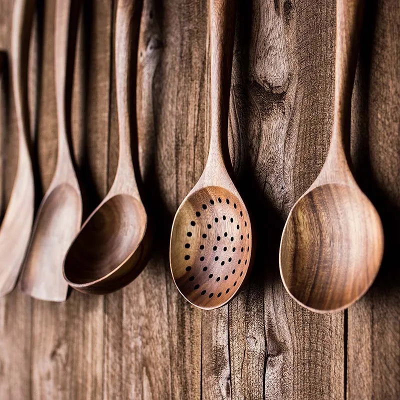 Teak Wood Utensil Set 5 Piece Kitchen Tools Spatula
