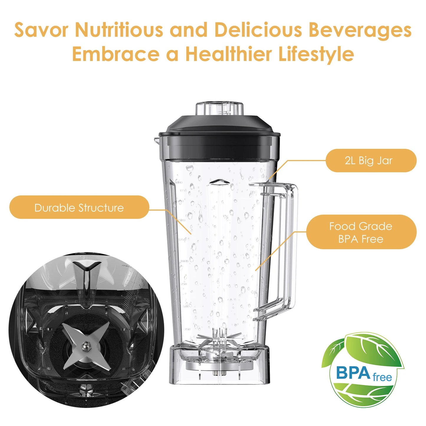 Biolomix 2200W Heavy Duty Blender Mixer Juicer For Smoothies