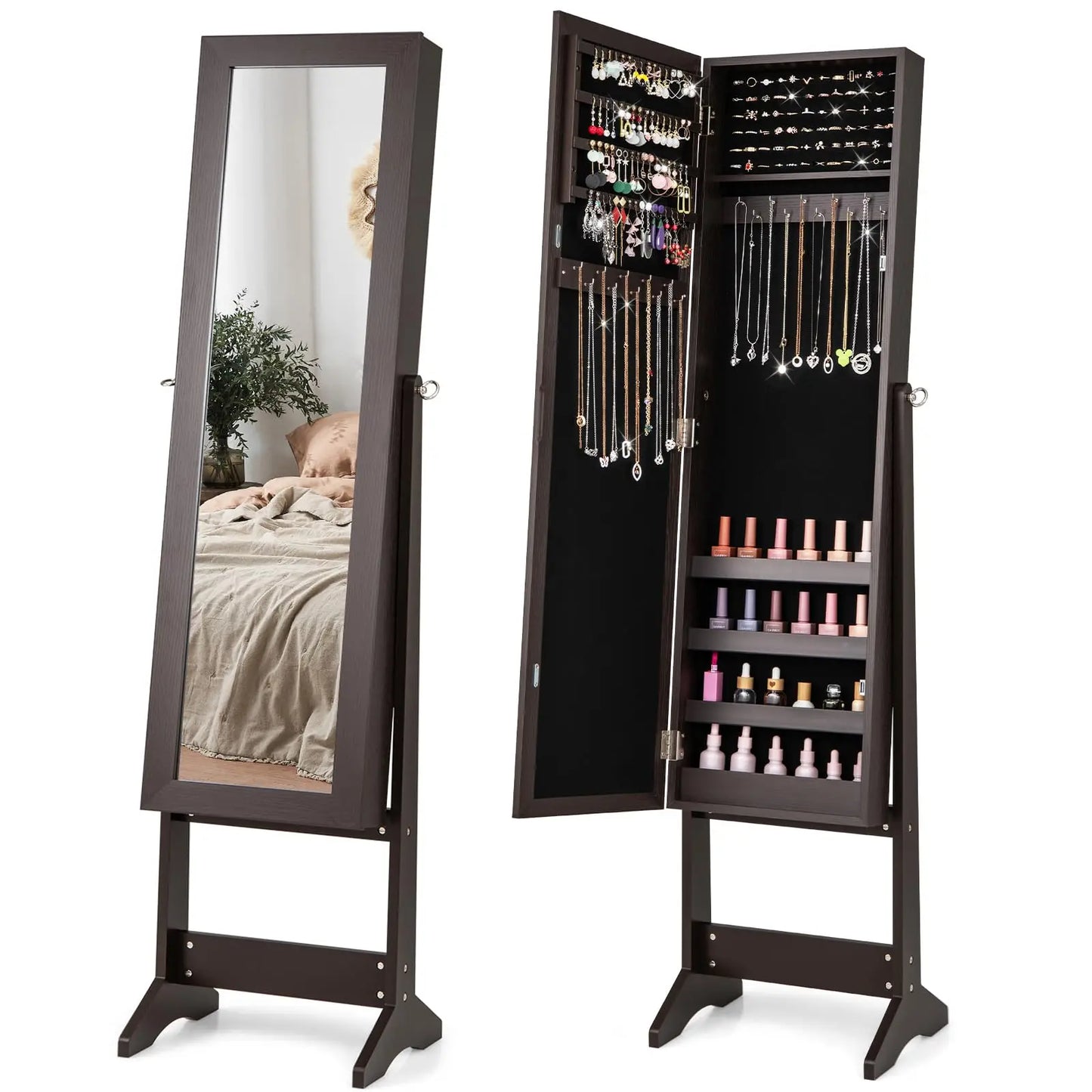 Giantex Jewelry Armoire With Full Length Mirror And Adjustable Angles
