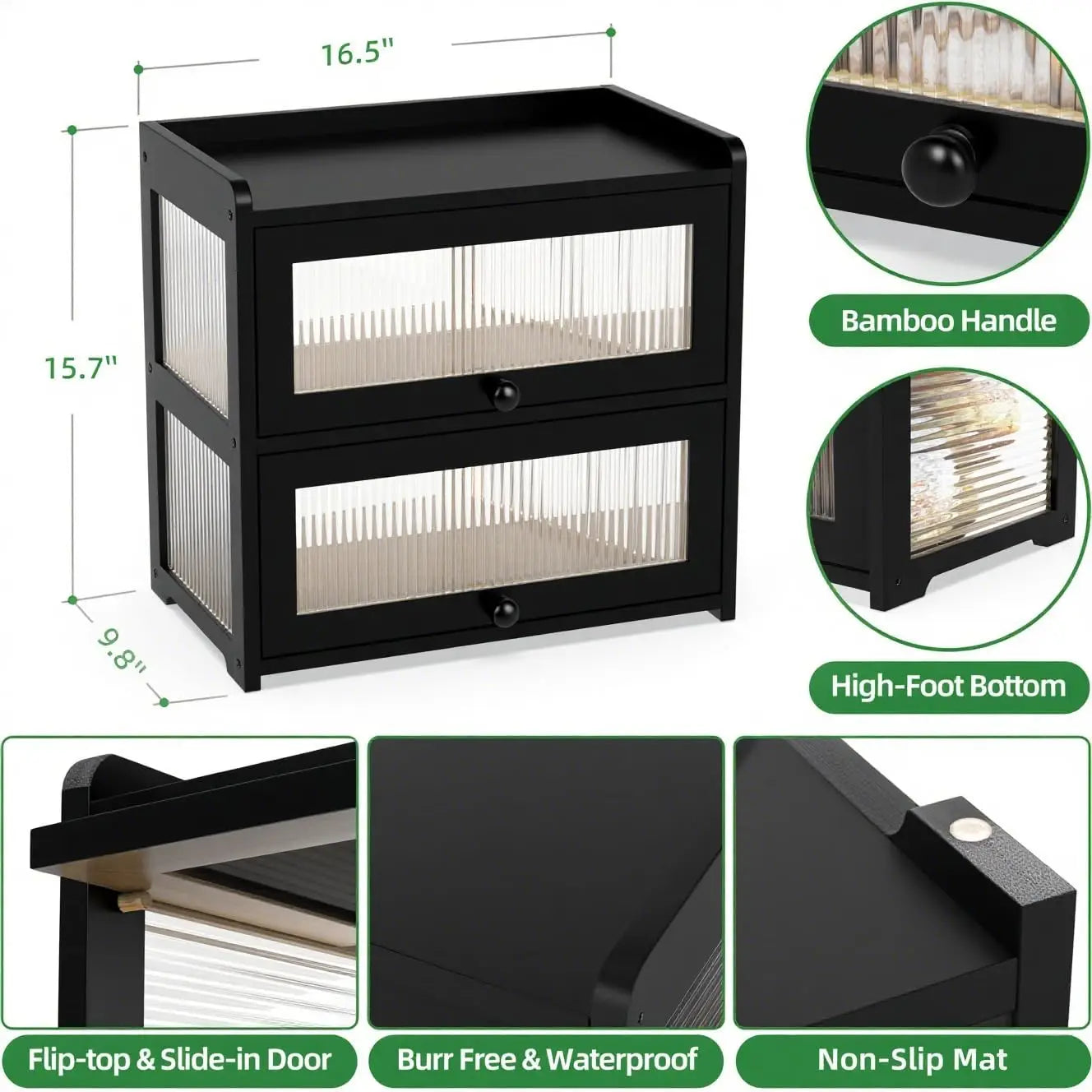 Bamboo Bread Box With 360 Degree Transparent Sides And Window