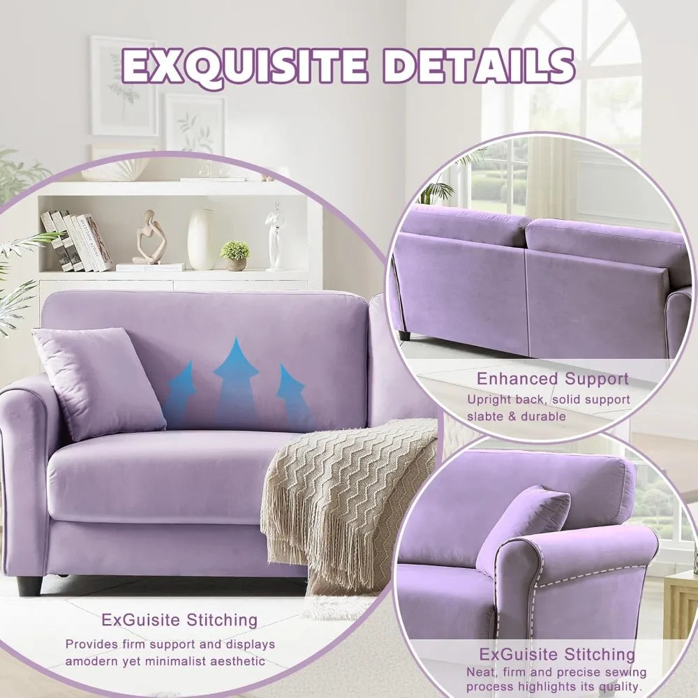 XIAOLANG Velvet Loveseat Sofa Modern L-Shaped 2-Seater Couch