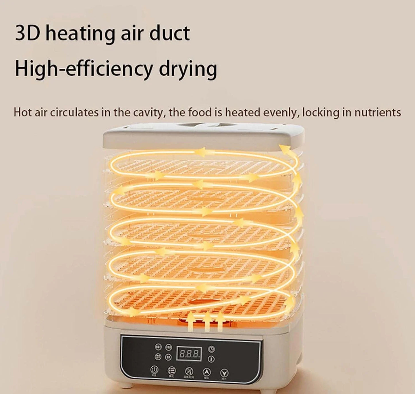 Five Layer Food Dehydrator For Fruit And Vegetables Adjustable Temperature