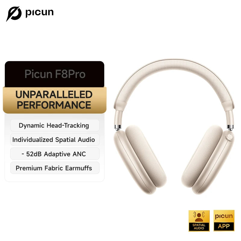 Picun F8 Pro ANC Wireless Headphones with 3D Spatial Audio