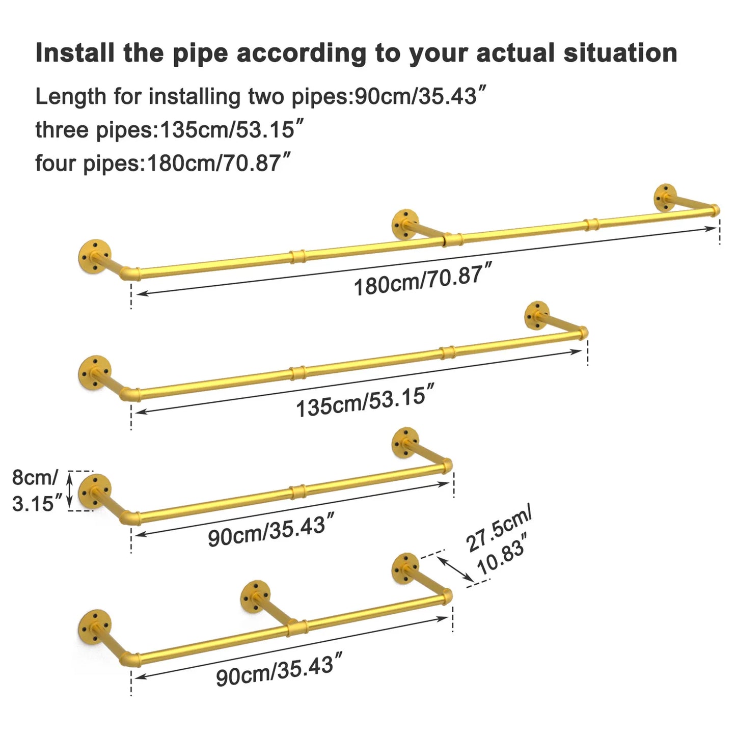 Industrial Pipe Wall Mounted Clothing Rack Iron Garment Hanger
