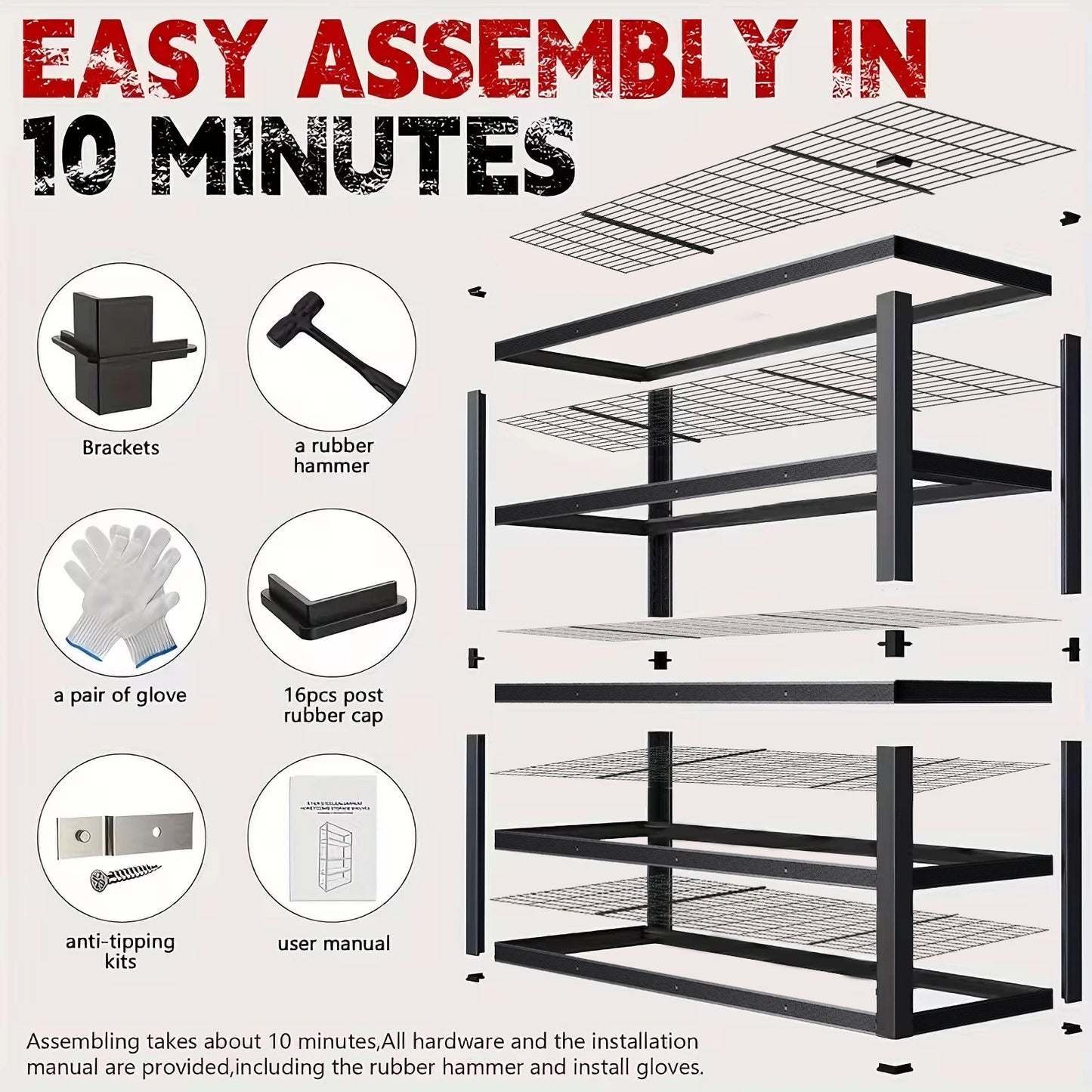 Heavy Duty 84 Inch Metal Storage Rack 2000Lb Per Layer