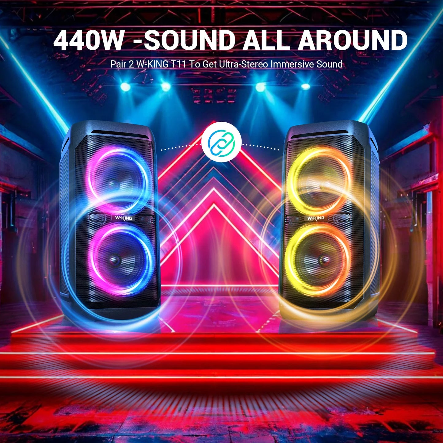 W-King 100W Bluetooth Speaker IPX6 Waterproof Portable Boombox Deep Bass