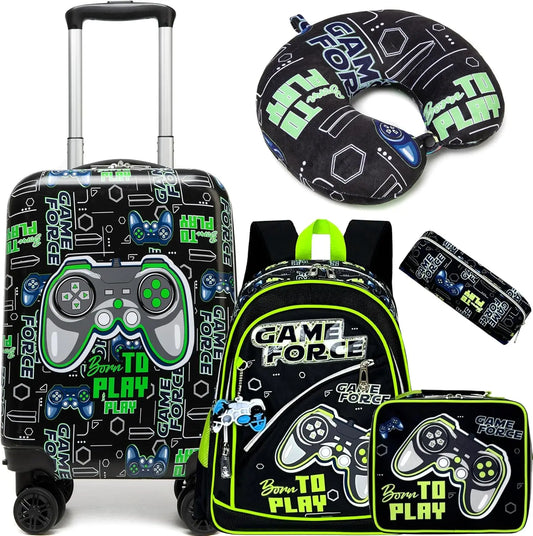 5-Piece Kids Luggage Set with Spinner Wheels, Airline-Approved Carry-On for Boys and Girls