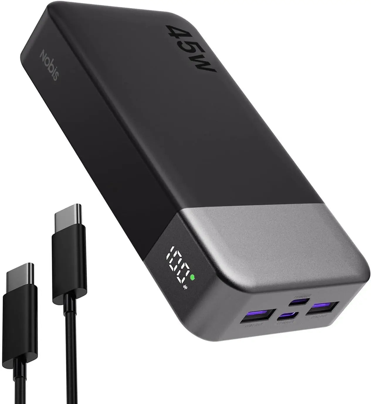 NOBIS 20000mah Power Bank 45W Fast Charging Portable Charger External Battery Pack with LED Display for iPhone Android Laptop