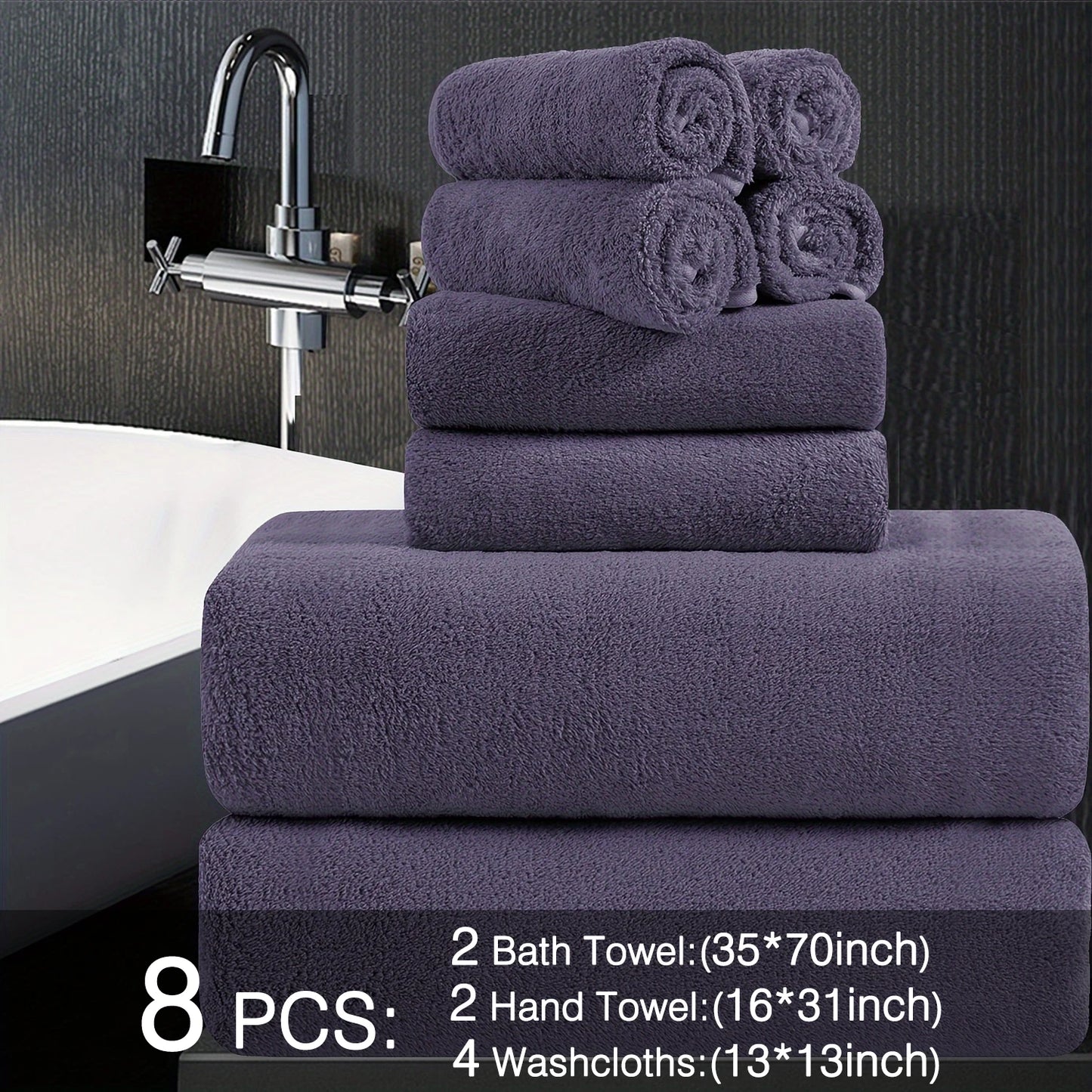 8pcs Oversized Bath Towels Set 35" x 70"- Includes 2 Large Bath Sheet & 4 Hand Towels & 4 Washcloths,Soft Absorbent & Quick Dry