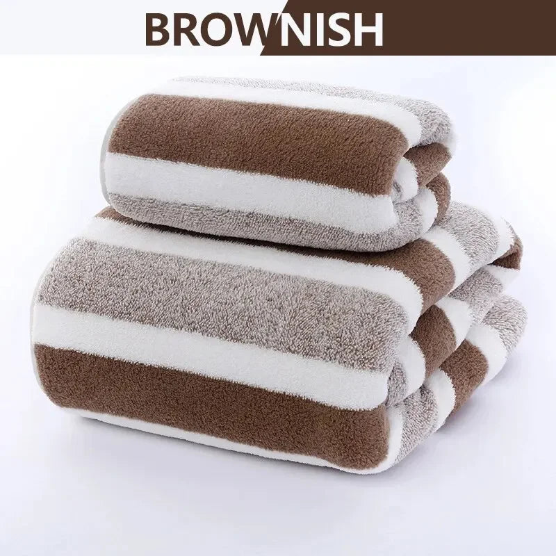 Striped Pattern Towel Set Quick Drying Absorbent Towels For Bathroom