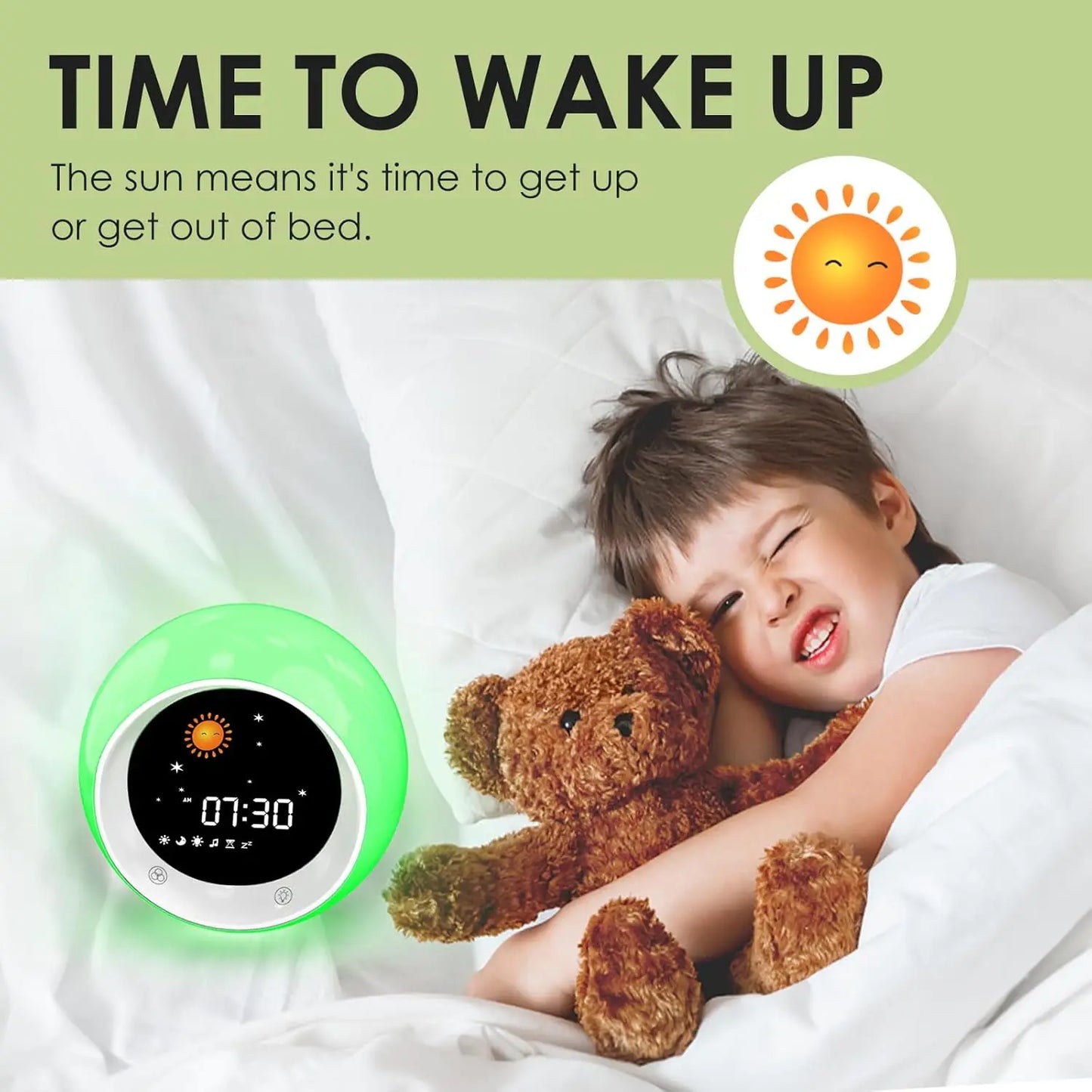 Wake Up Alarm Clock With Sleep Trainer For Kids