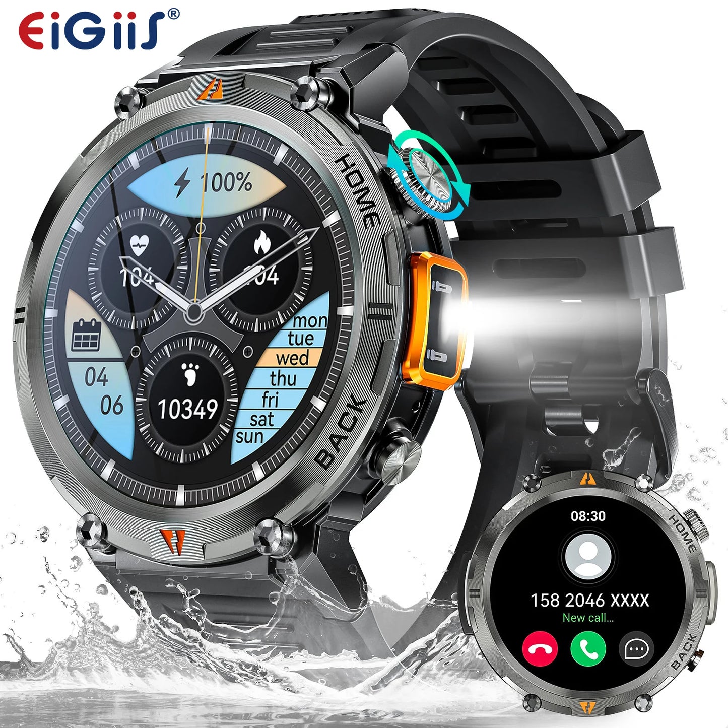 EIGIIS KE3 Bluetooth Calling Smartwatch For Men With Health Monitor