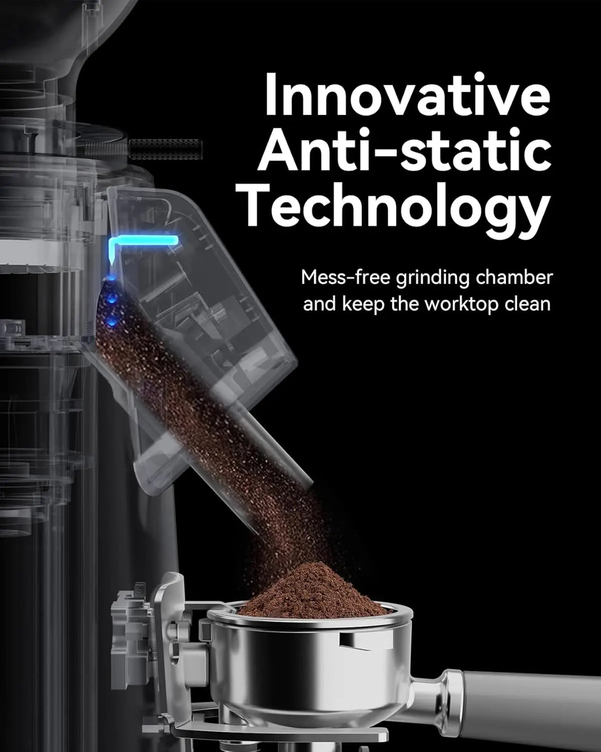 Flat Burr Coffee Grinder With Adjustable Timer LED Display