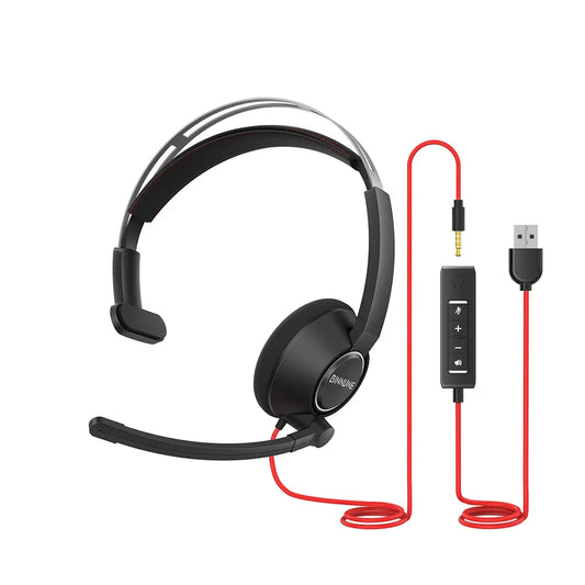 BINNUNE Headsets with Mic Wired Work Headphones for Laptop PC Computer with Noise Cancelling Mic for Zoom Office Conference