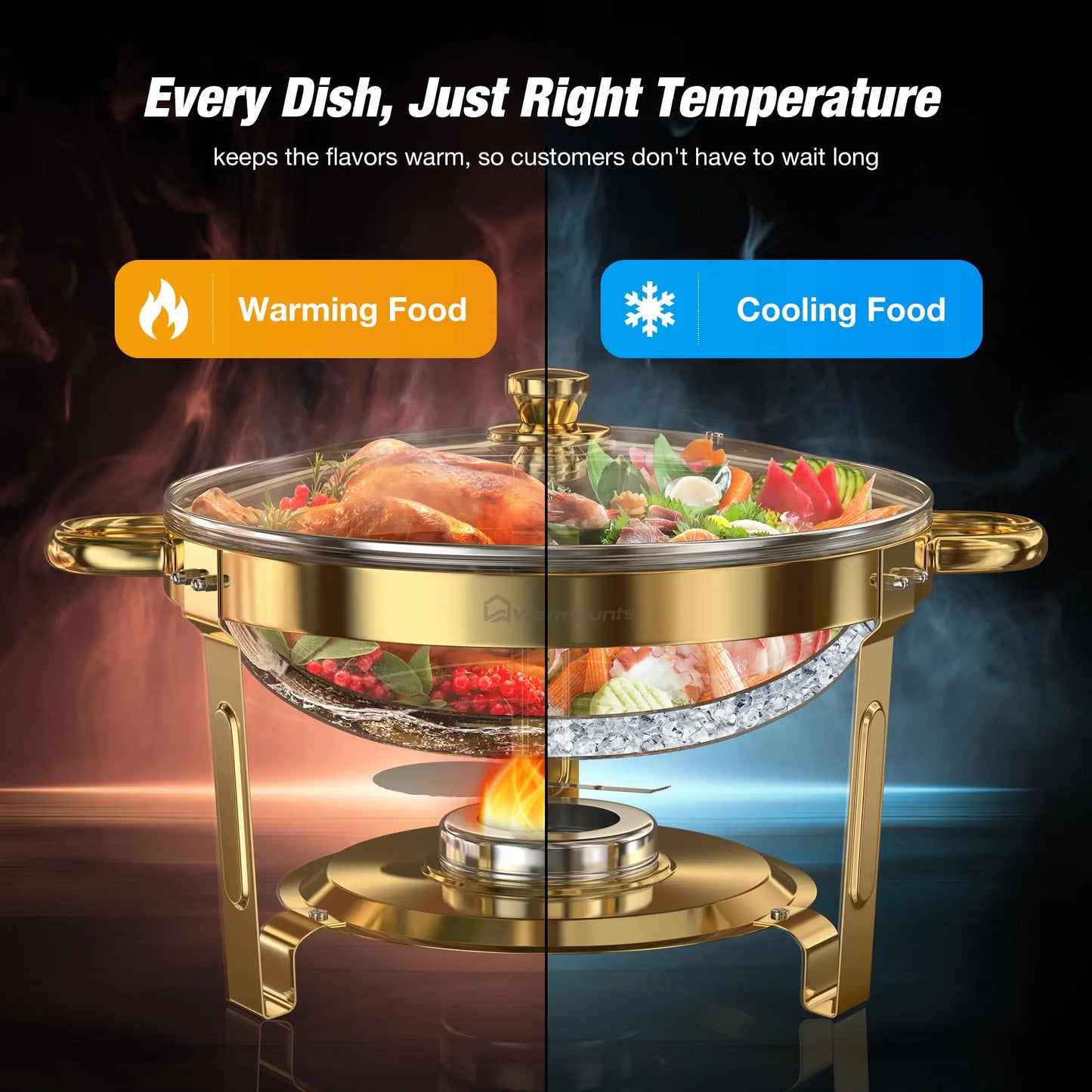 5Qt Round Stainless Steel Chafing Dish Set for Buffets and Parties