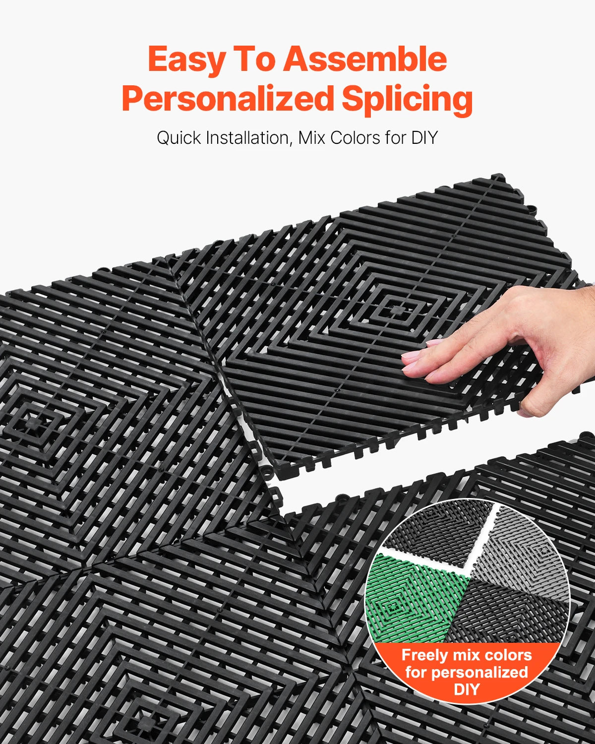 SucceBuy Interlocking Drainage Mat Non Slip PP Floor Tile Shower Mat