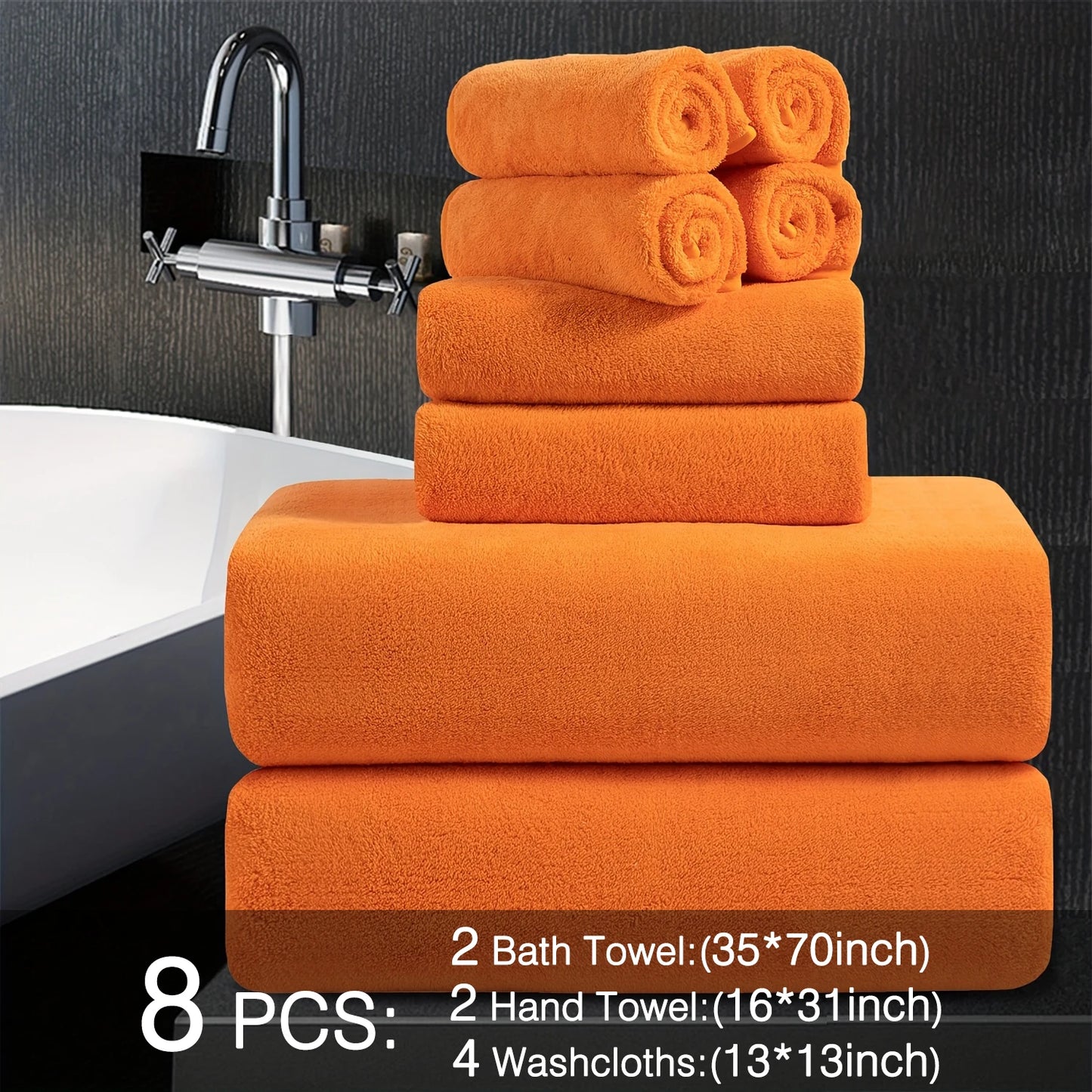 8pcs Oversized Bath Towels Set 35" x 70"- Includes 2 Large Bath Sheet & 4 Hand Towels & 4 Washcloths,Soft Absorbent & Quick Dry