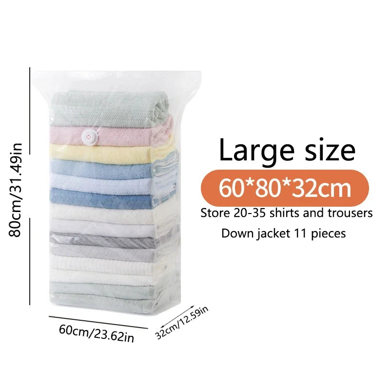 1pc No Need Pump Vacuum Bags Large Plastic Storage Bags for Storing Clothes Blankets Compression Empty Bag Travel Accessories