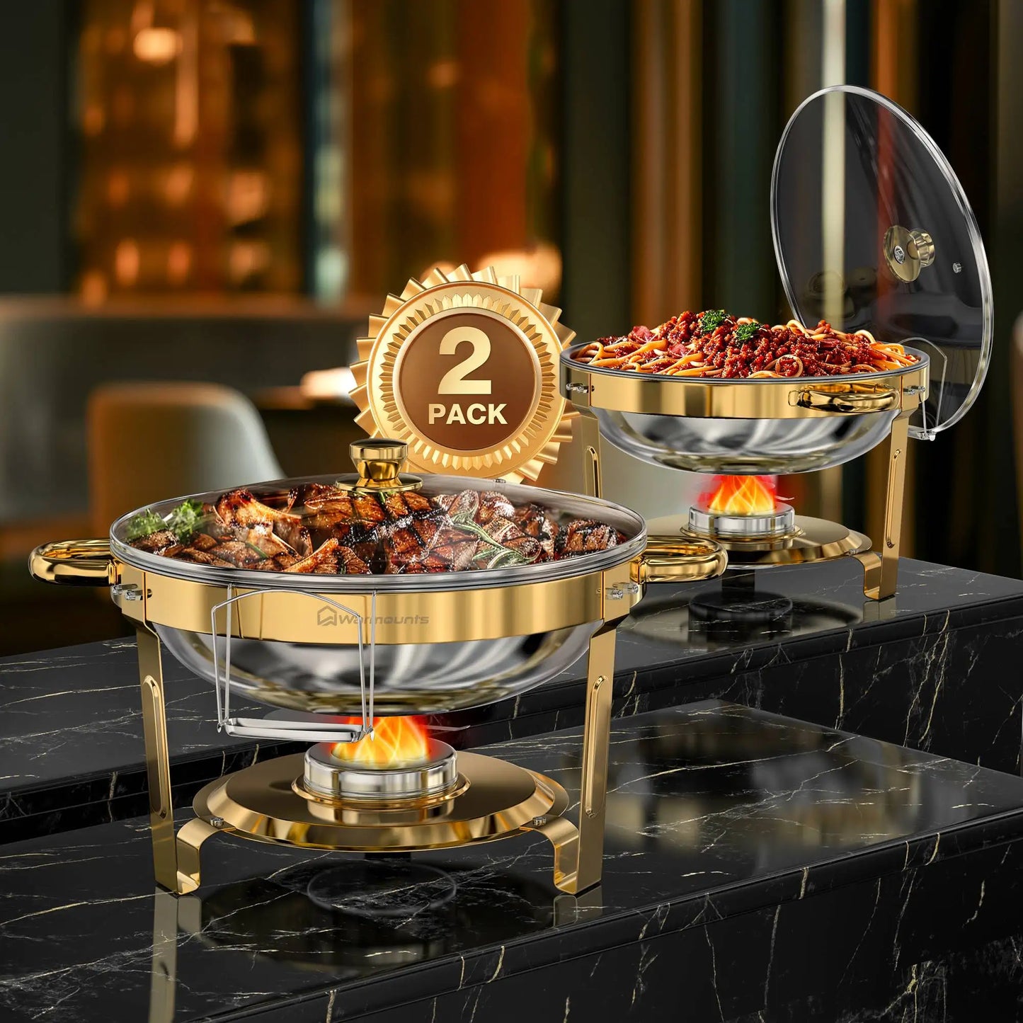 5Qt Round Stainless Steel Chafing Dish Set for Buffets and Parties