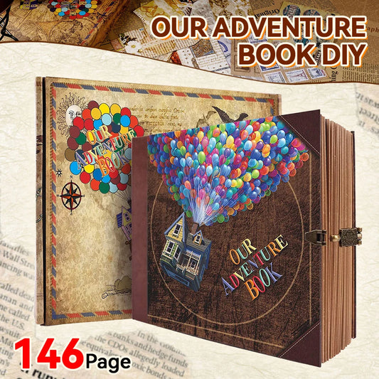 146 pages of handmade DIY kraft paper Our adventure book photo album Wedding anniversary Mother's Day perfect memory collector's