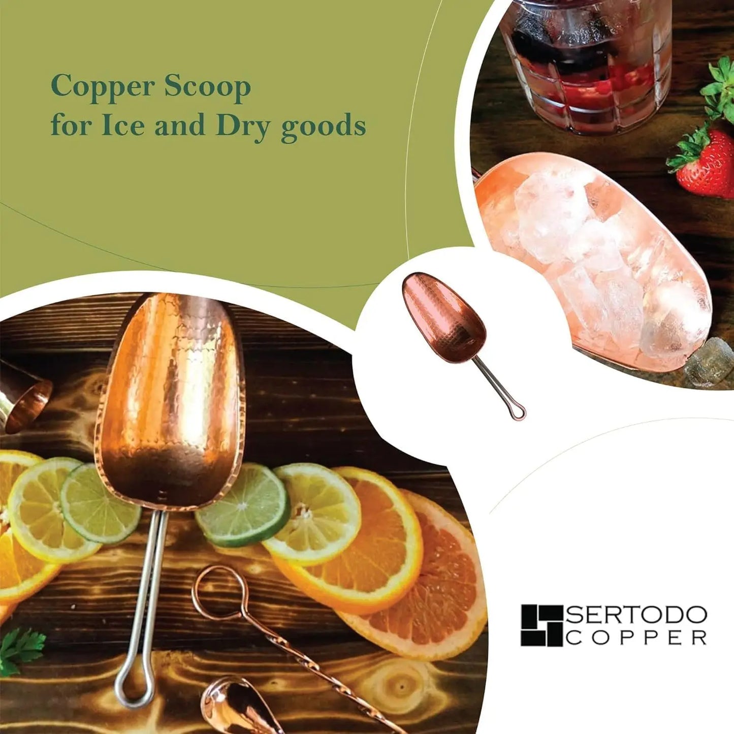 Pure Copper Hammered Scoop For Kitchen Utensils And Dry Goods
