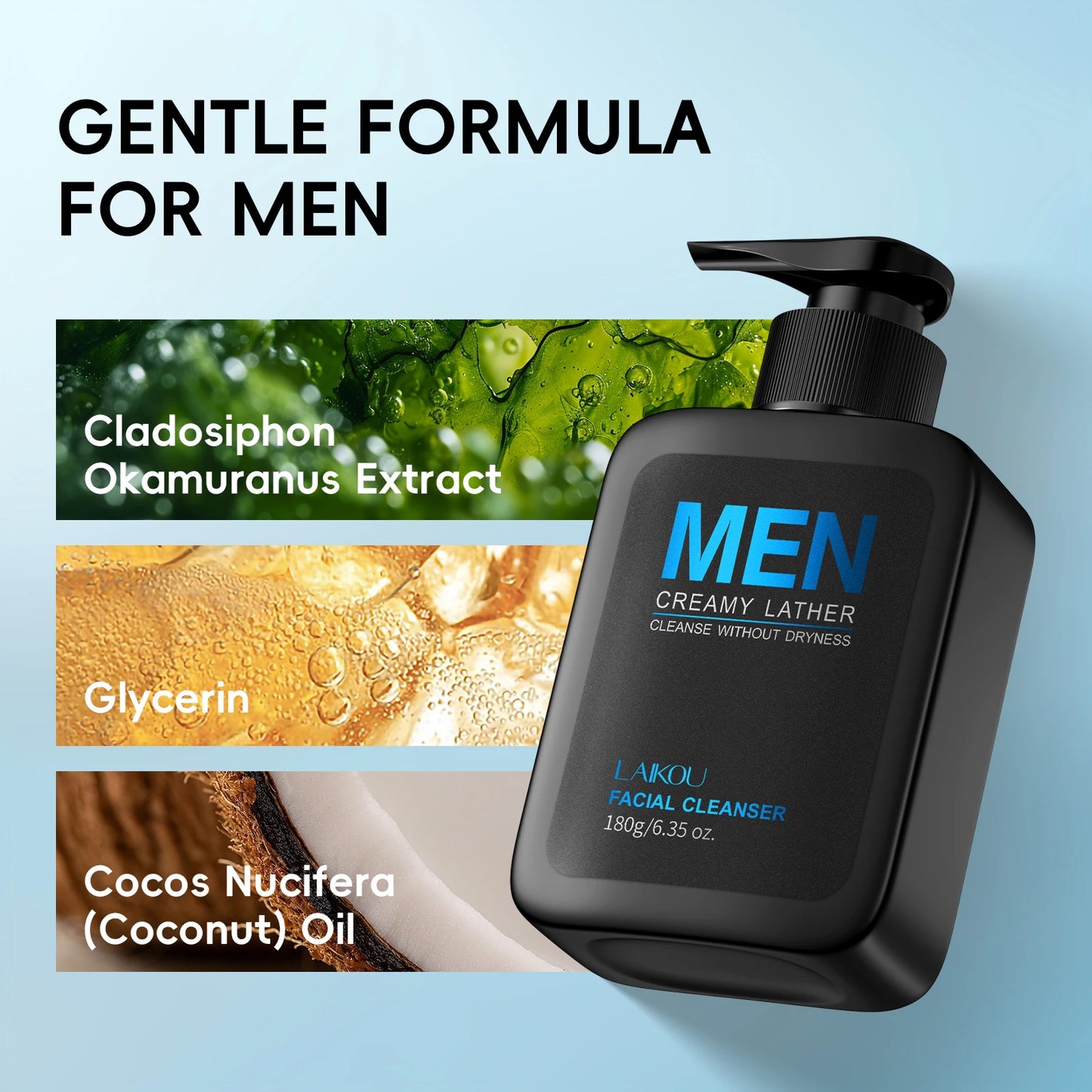 Laikou Men Skincare Set Four Piece Lazy Cream Cleanser Toner