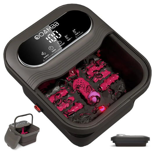Collapsible Foot Spa with Heat, Bubble, Temp Control, XL Touch Screen & Massage Rollers for Stress Relief
