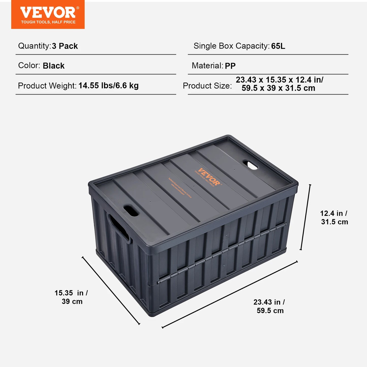 SucceBuy 3 Piece Collapsible Storage Bins With Lids For Garage