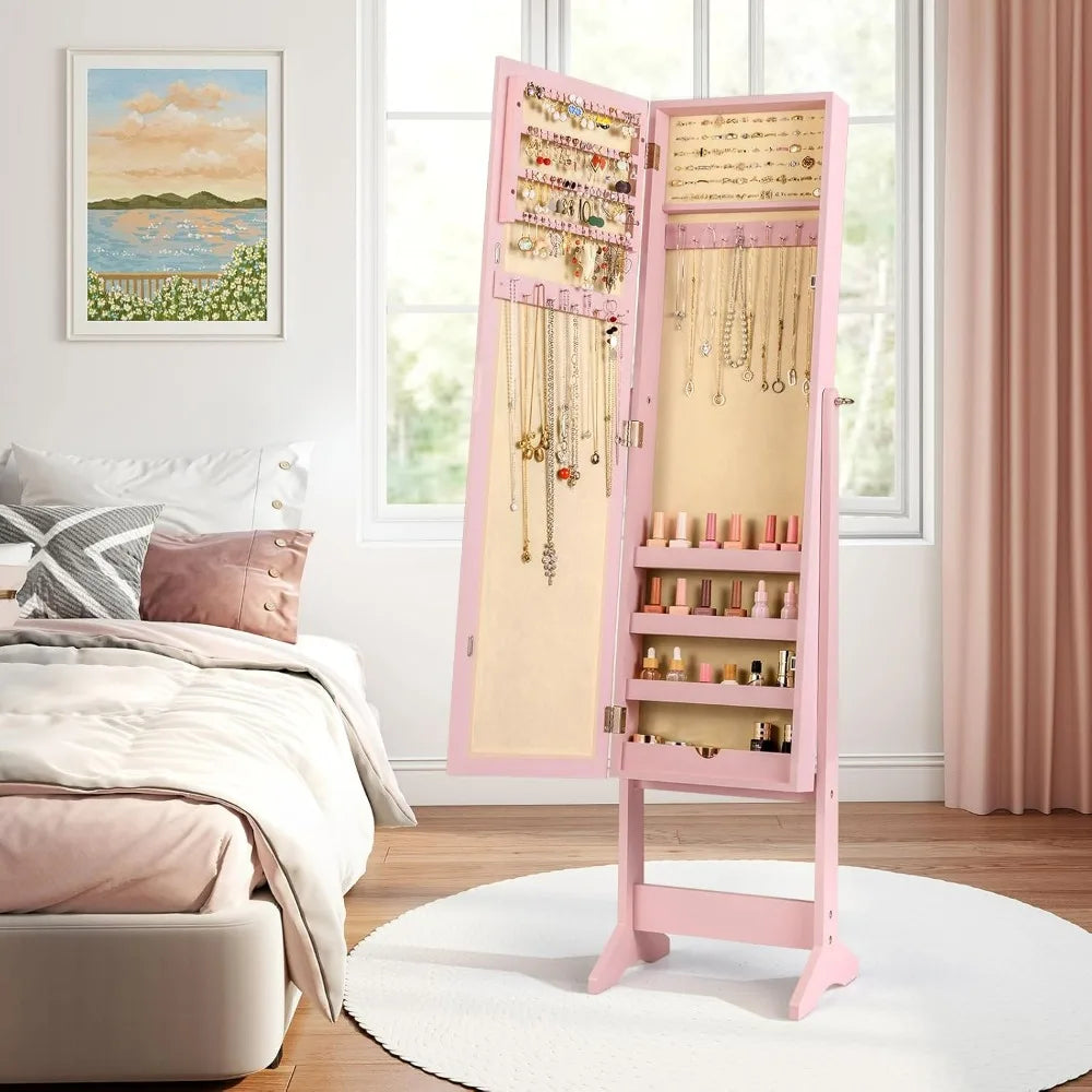 Giantex Jewelry Armoire With Full Length Mirror And Adjustable Angles
