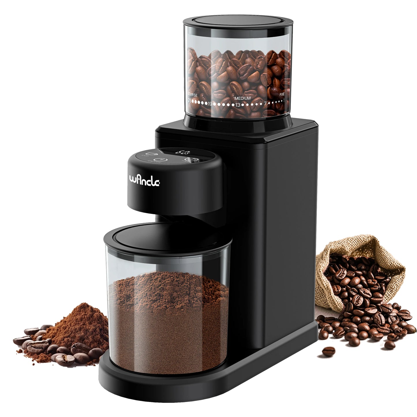 KIRAINAFLY Automatic Conical Burr Coffee Grinder Touchscreen