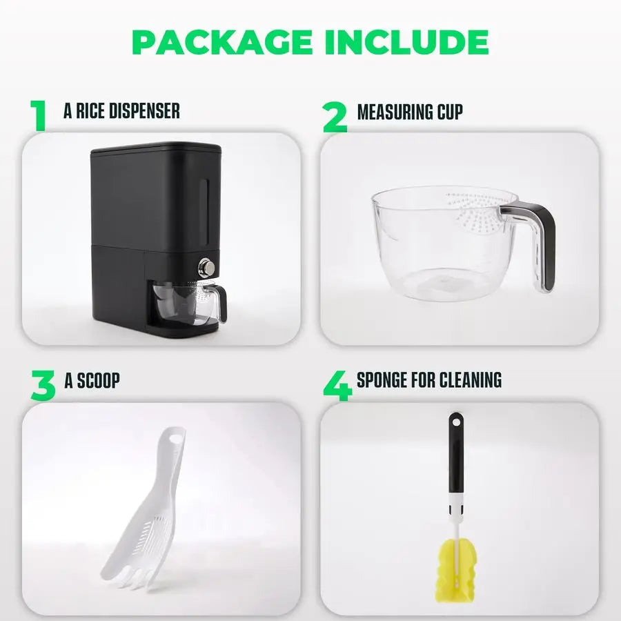 Rice Storage Container Airtight Dispenser with Sponge and Measuring Cup