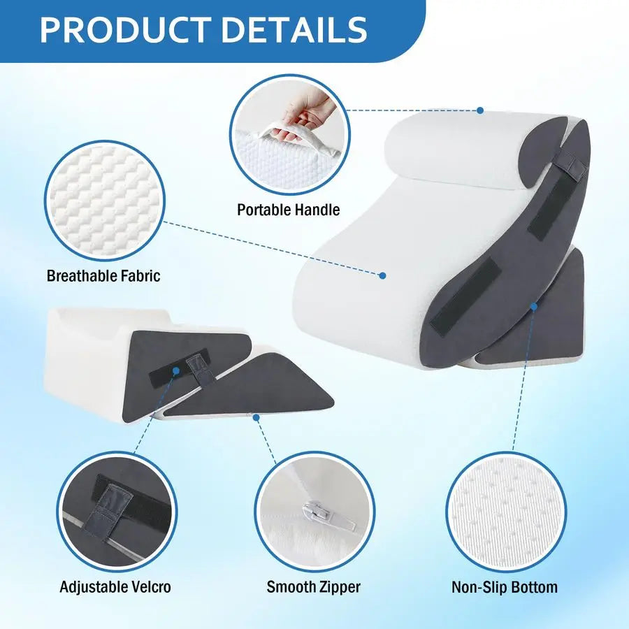 Wedge Pillow Set For Post Surgery And Acid Reflux Relief