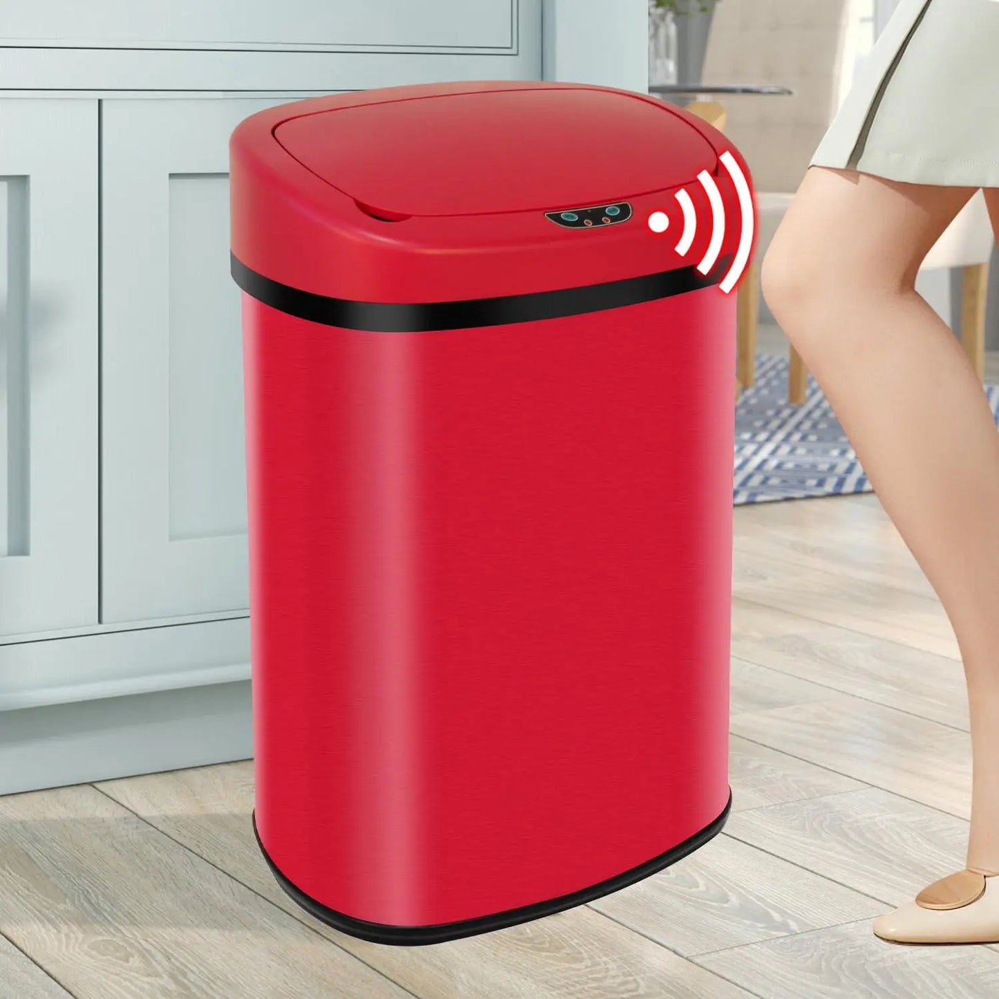 Stainless Steel Touchless Trash Can With Motion Sensor