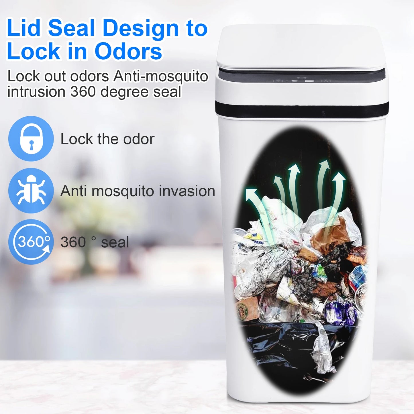 NONECN Two Pack Slim Touchless Motion Sensor Trash Cans