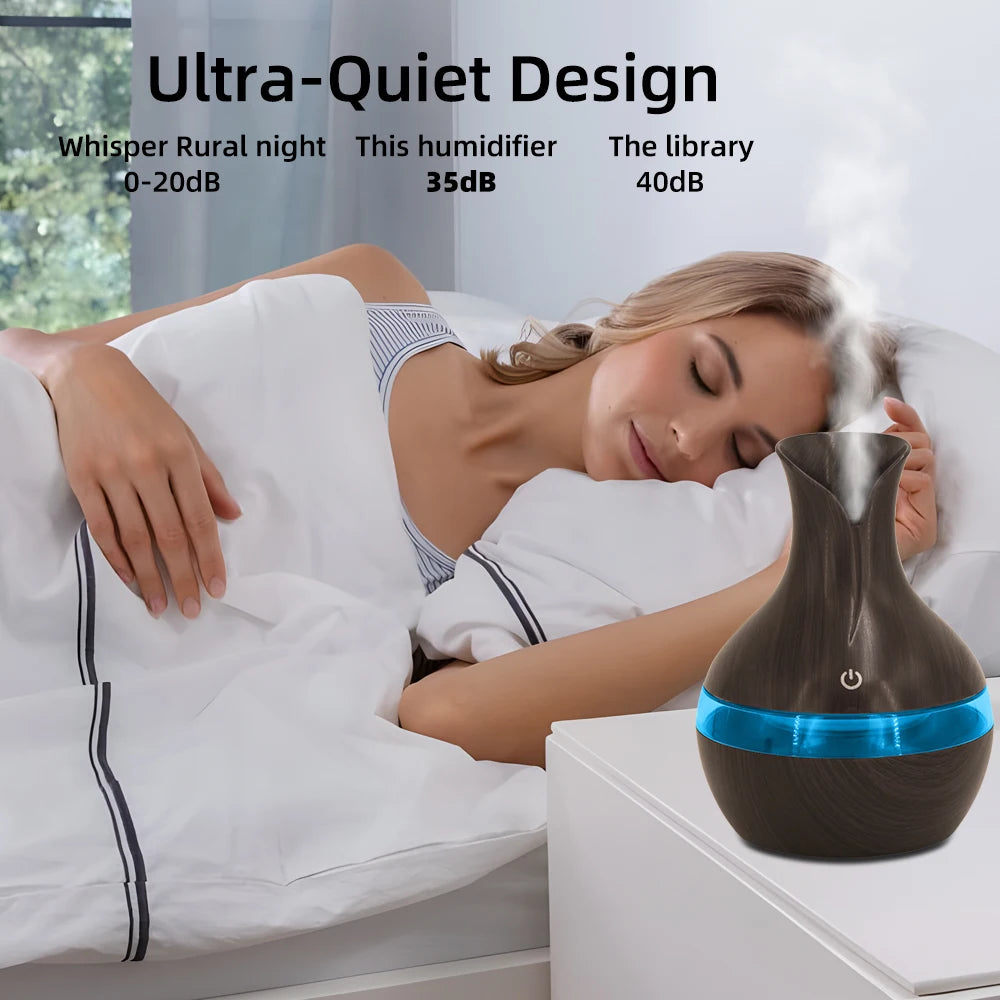 300ml USB Aromatherapy Humidifier Touch Control with 2 Essential Oils Portable for Travel Workspace Home