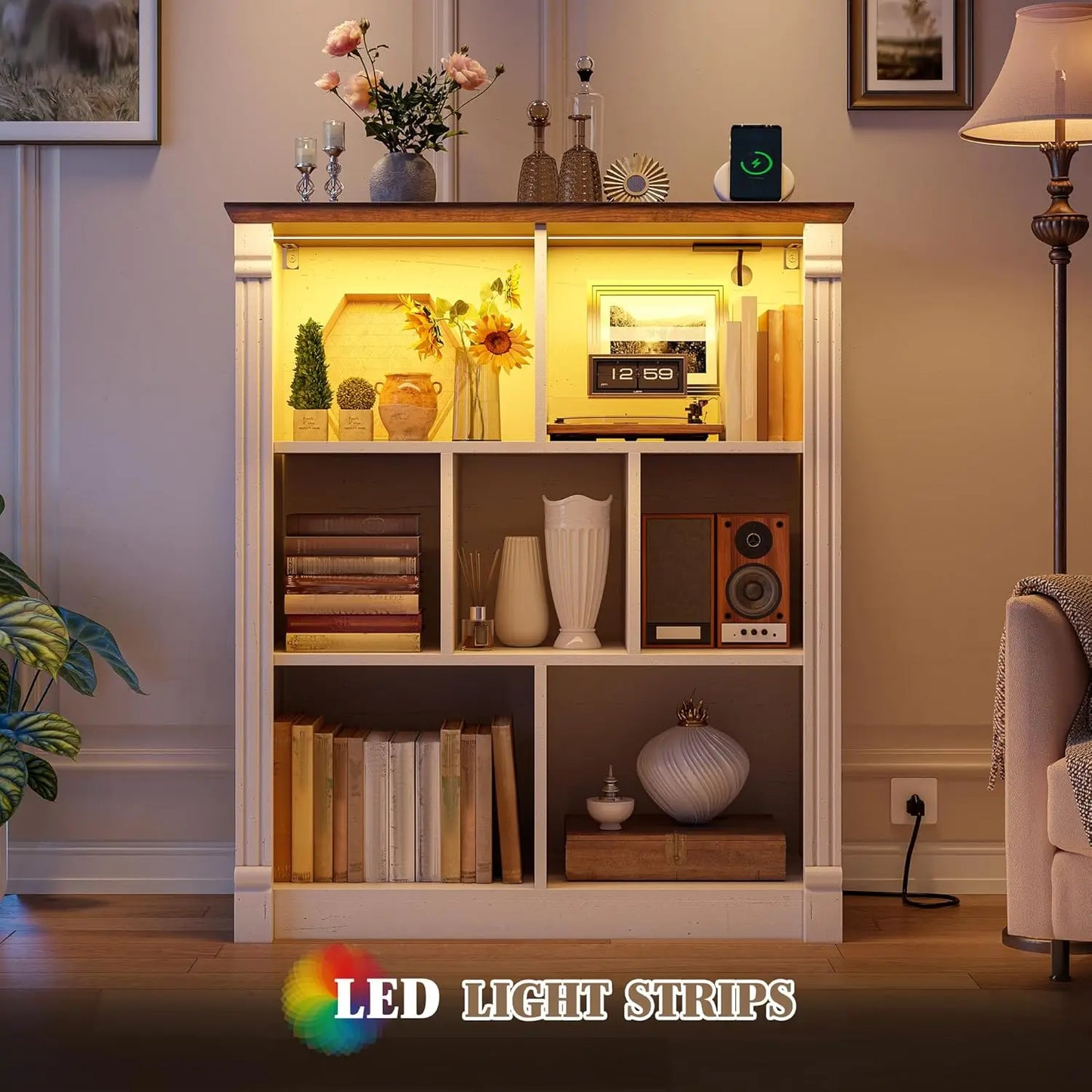 Guangbai 7 Cube Storage Organizer With LED Light And Charging